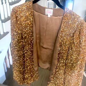 Parker silk gold sequin jacket size M